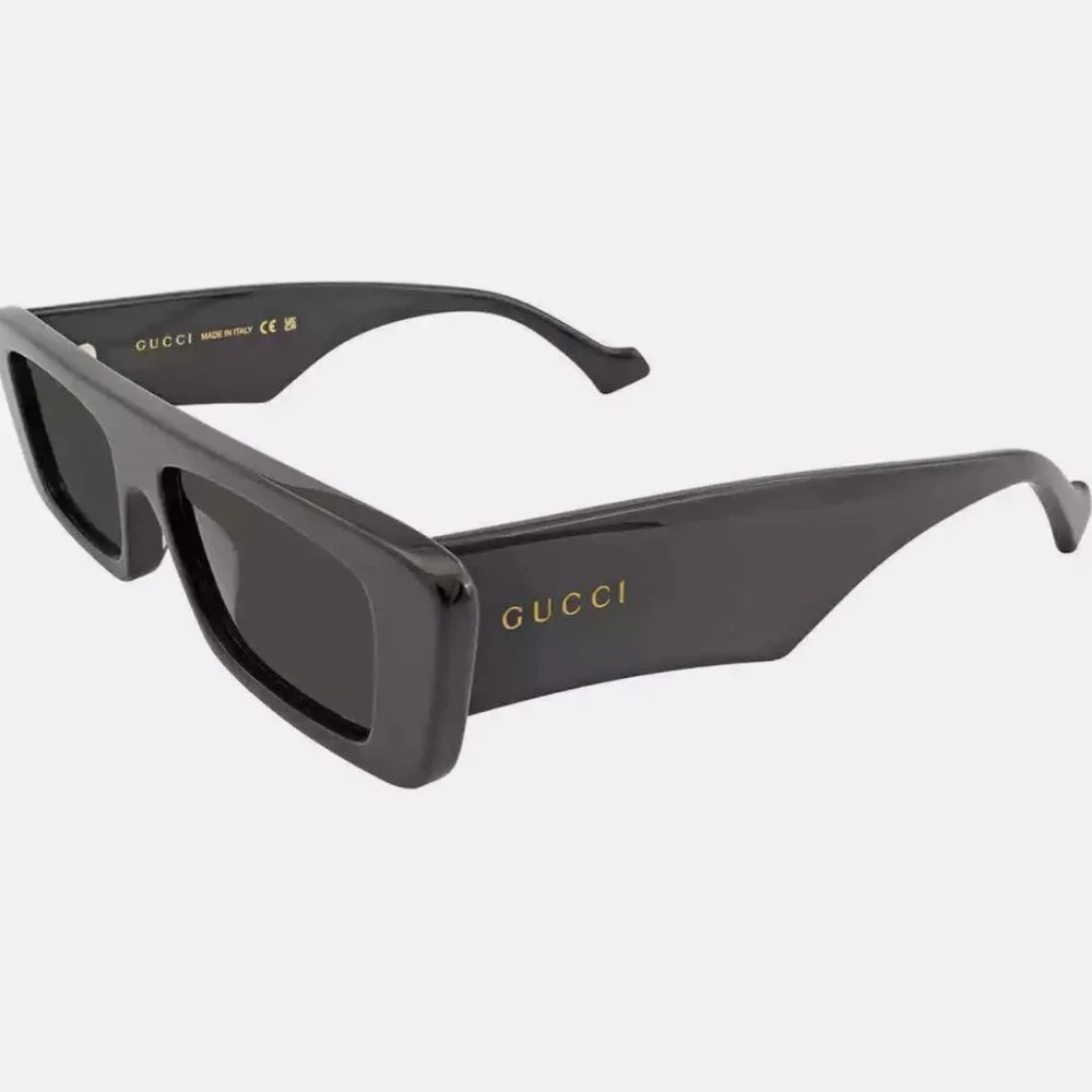 NEW Gucci Grey Rectangular Men's Sunglasses 54mm Black